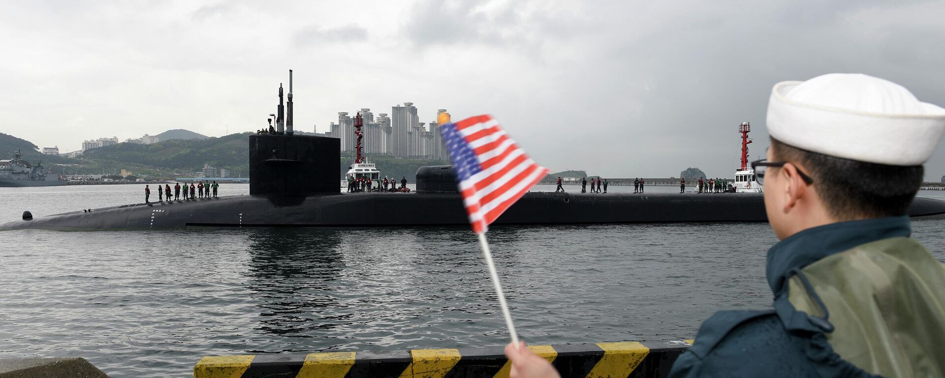 Tàu ngầm tên lửa dẫn đường lớp Ohio USS Michigan đến Busan, Hàn Quốc - Sputnik Việt Nam, 1920, 26.05.2023