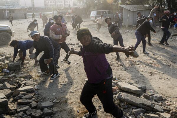 Những người lấn chiếm do không có đất trong cuộc biểu tình ở Kathmandu, Nepal. - Sputnik Việt Nam