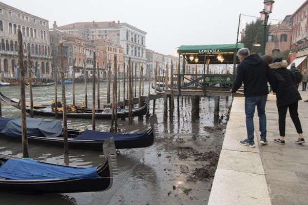 Gondola trên kênh khi thủy triều xuống ở Venice. - Sputnik Việt Nam