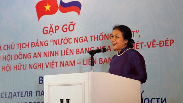 Chủ tịch Liên hiệp các tổ chức hữu nghị Việt Nam Nguyễn Phương Nga phát biểu tại buổi gặp gỡ với Hội Hữu nghị Việt Nam – Liên bang Nga - Sputnik Việt Nam