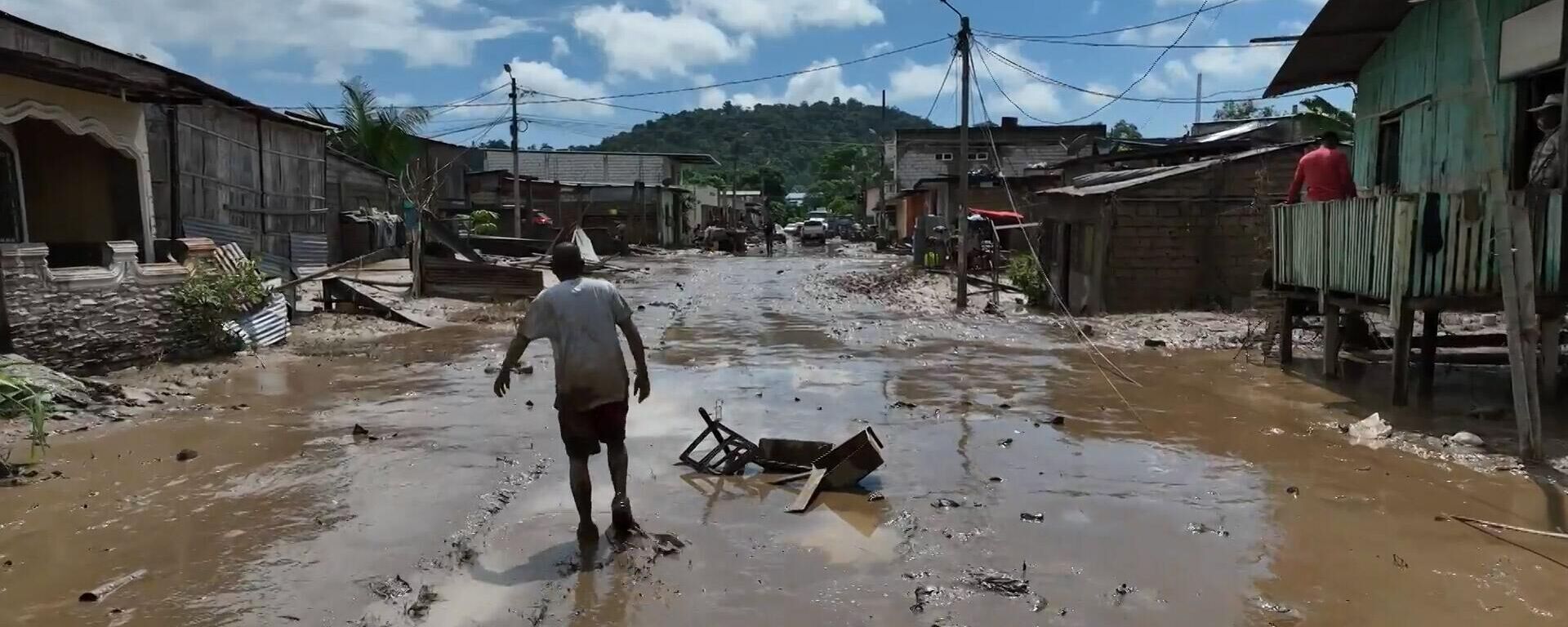 Trận mưa lớn gây lũ lụt nghiêm trọng ở Esmeraldas, Ecuador - Sputnik Việt Nam, 1920, 07.06.2023