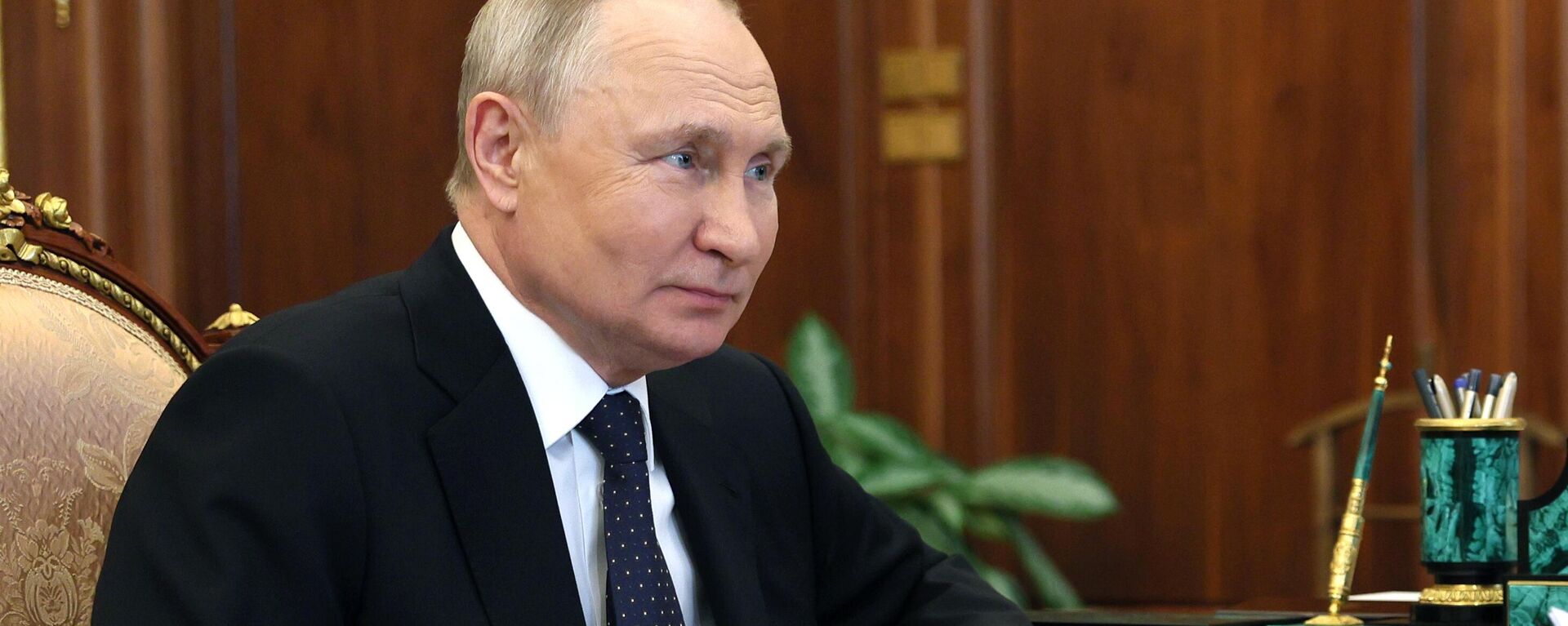 Tổng thống Nga Vladimir Putin tại cuộc gặp với người đứng đầu Tập đoàn Rosteс Sergei Chemezov - Sputnik Việt Nam, 1920, 02.09.2023