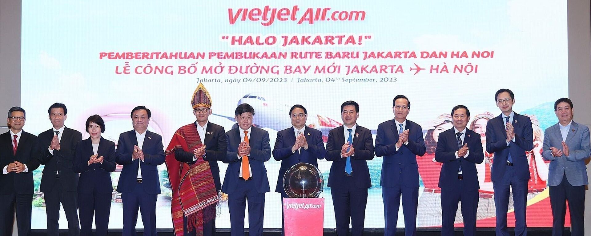 Thủ tướng dự Lễ khai trương đường bay thẳng Hà Nội – Jakarta của VietjetAir - Sputnik Việt Nam, 1920, 05.09.2023