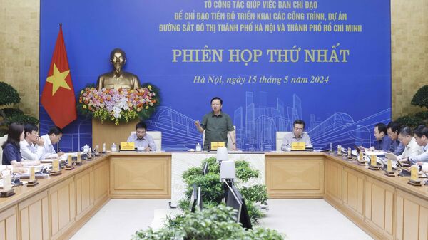 Phó Thủ tướng Trần Hồng Hà, Tổ trưởng Tổ công tác giúp việc Ban Chỉ đạo phát biểu.  - Sputnik Việt Nam