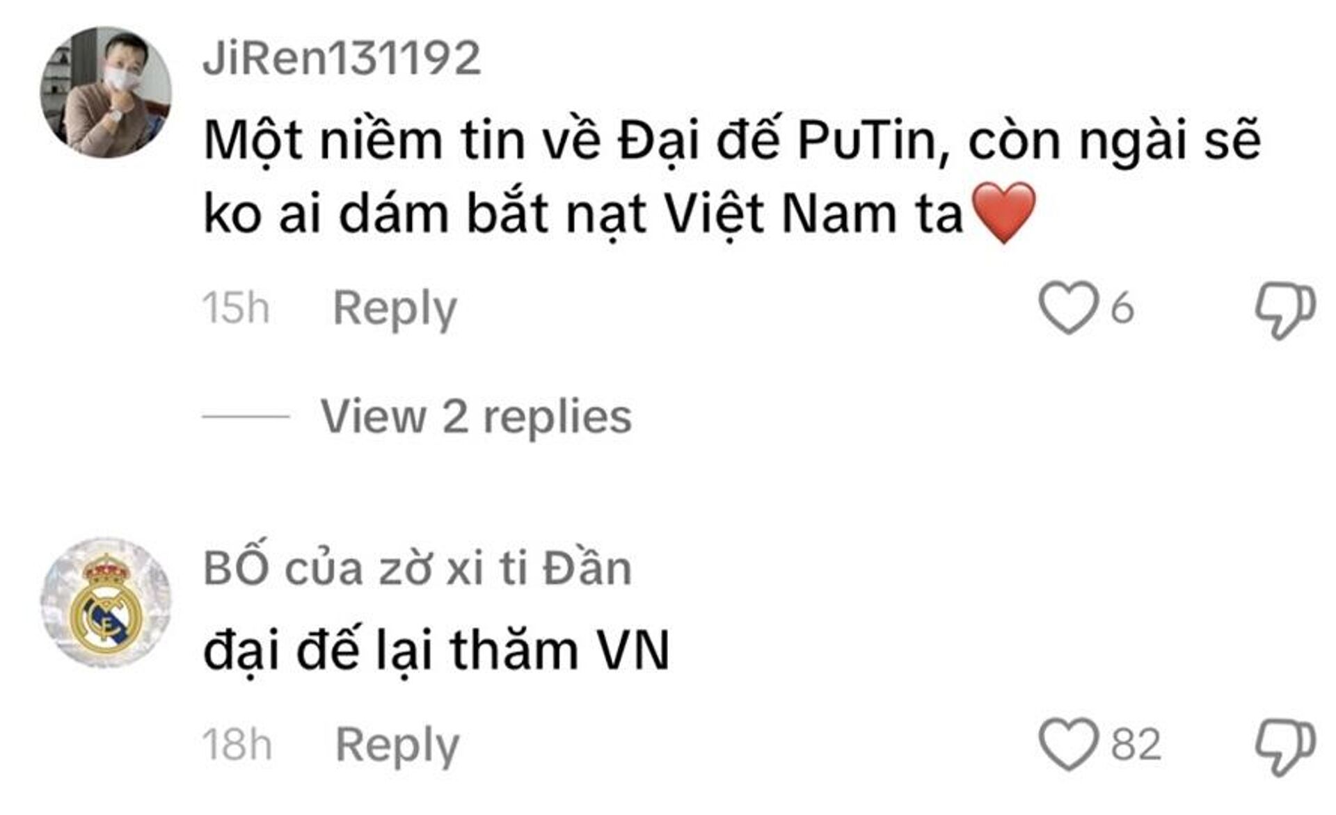 Ảnh chụp màn hình phản ứng của cư dân mạng Việt Nam nhân dịp Tổng thống Nga Vladimir Putin có chuyến thăm cấp Nhà nước tới Việt Nam. - Sputnik Việt Nam, 1920, 18.06.2024