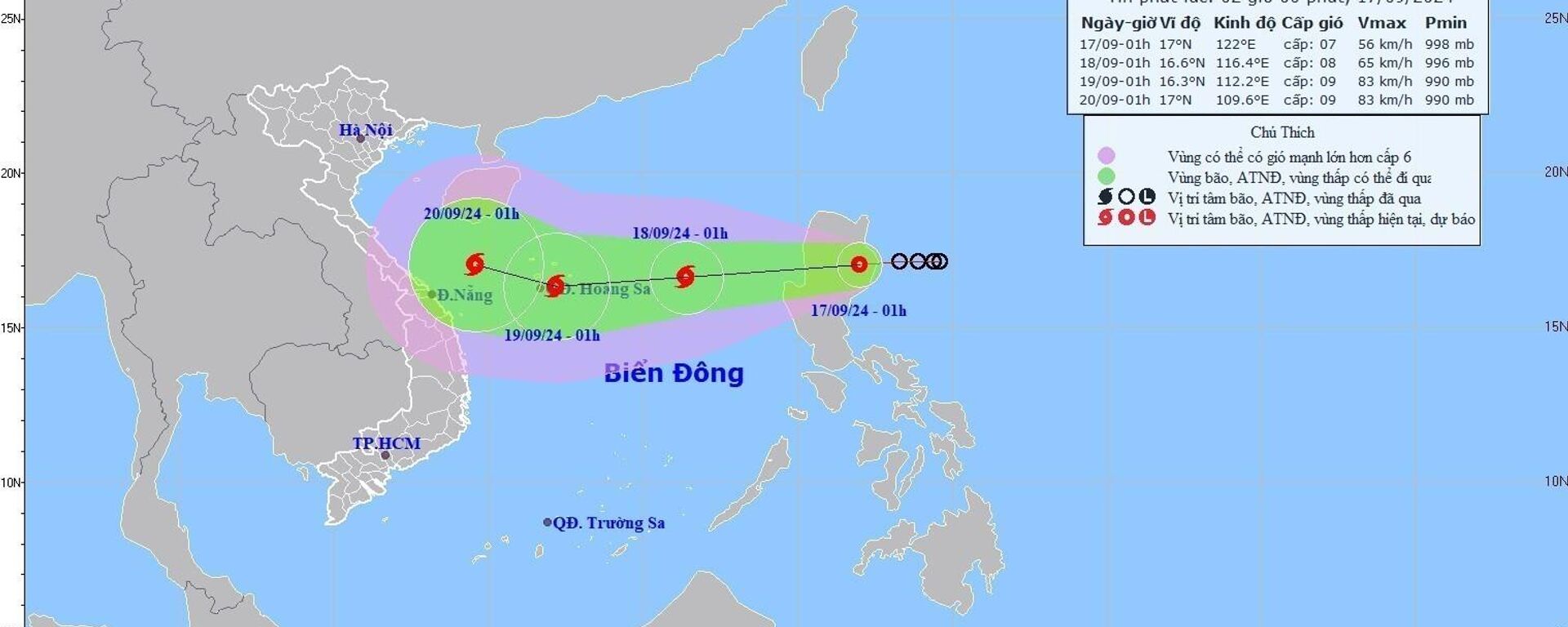 ÁP THẤP NHIỆT ĐỚI GẦN BIỂN ĐÔNG (lúc 1 giờ ngày 17/9) - Sputnik Việt Nam, 1920, 19.09.2024