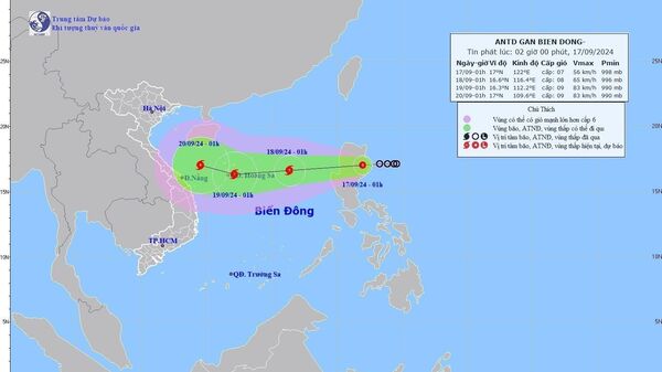 ÁP THẤP NHIỆT ĐỚI GẦN BIỂN ĐÔNG (lúc 1 giờ ngày 17/9) - Sputnik Việt Nam