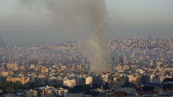 Khói bốc lên từ các cuộc không kích của Israel ở vùng ngoại ô phía nam Beirut, Lebanon - Sputnik Việt Nam