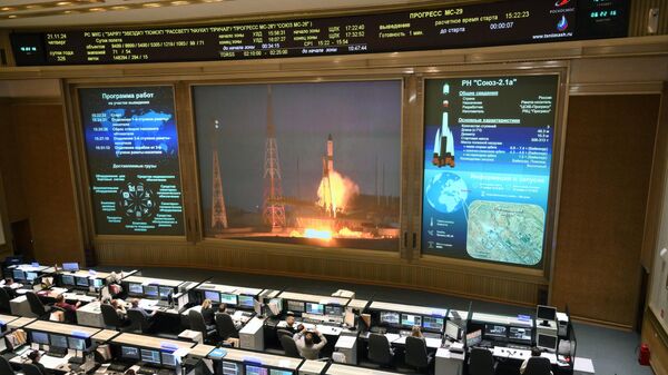 Lễ phóng tên lửa Soyuz-2.1a cùng tàu chở hàng Progress MS-29 từ Sân bay vũ trụ Baikonur - Sputnik Việt Nam