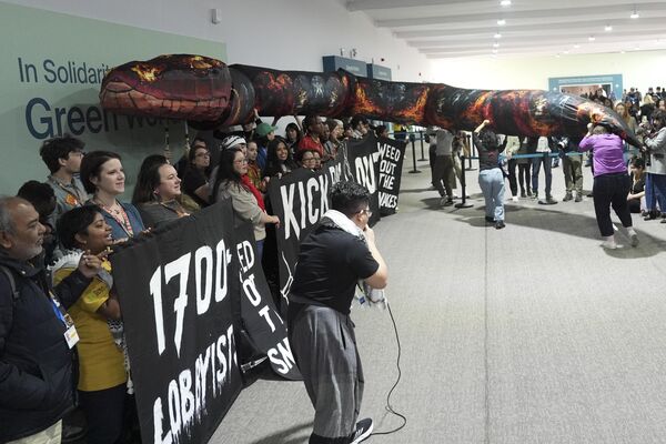 Cuộc biểu tình của các nhà hoạt động môi trường mang tên &quot;Tiêu diệt loài rắn&quot; tại hội nghị thượng đỉnh về khí hậu của Liên hợp quốc CAP 29 ở Baku, Azerbaijan - Sputnik Việt Nam