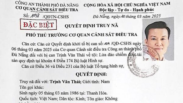 Quyết định truy nã đặc biệt đối với Trịnh Văn Thái - Sputnik Việt Nam