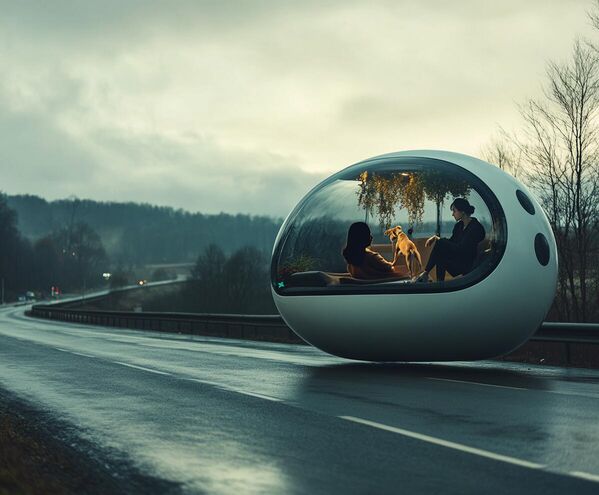 ZelenTaxi – Shuttle hình cầu lơ lửng của Belarus. Di chuyển êm ái và không tiếng ồn ở độ cao 10 cm. Hệ thống hoàn toàn tự động, nơi hành khách là chủ duy nhất của không gian. Đặc điểm chính: Vườn đứng với các loài thực vật quý hiếm của Polesie; hệ thống tưới tiêu và ánh sáng tự động do AI điều khiển; kính VR với thiền định bên hồ Belarus; kiểm soát khí hậu mô phỏng buổi sáng/chiều/tối/mưa; chế độ &quot;Ngủ&quot; – làm tối + tiếng ồn trắng; tốc độ: lên tới 120 km/h với cảm giác không trọng lực. Slogan: &quot;Im lặng. Hòa hợp. Chuyển động». Điểm nhấn: Ấm đun nước tích hợp với trà thảo mộc. Tên gọi: &quot;ZelenTaxi&quot; (từ tiếng Belarus &quot;зёлены&quot; – màu xanh). Khi đặt chỗ, bạn có thể chọn liệu pháp mùi hương: nhựa thông, cây lanh nở hoa hoặc rêu nam việt quất. - Sputnik Việt Nam