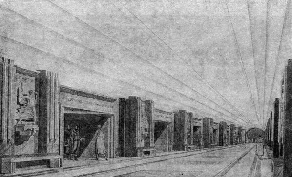 Một trong những dự án thiết kế ga Spartakovskaya (nay là ga Baumanskaya), năm 1940 - Sputnik Việt Nam