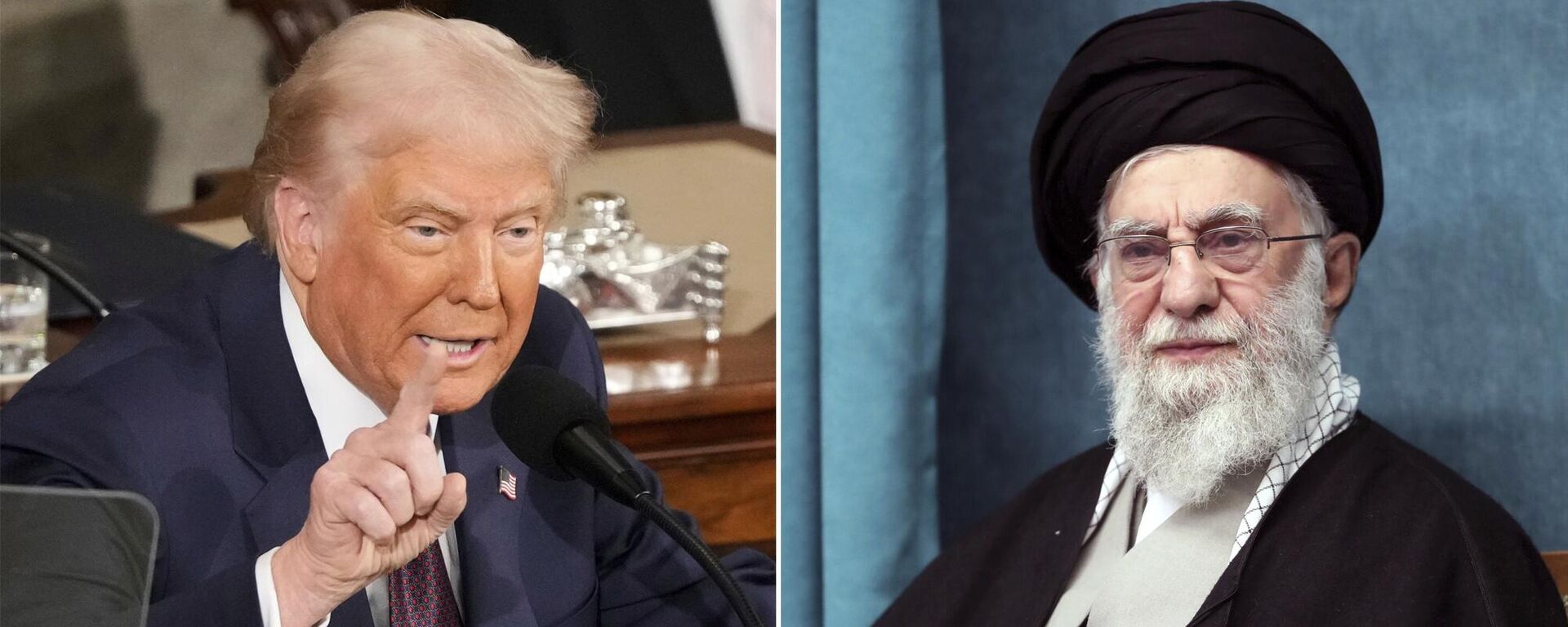 Tổng thống Hoa Kỳ Donald Trump (ở bên trái) và nhà lãnh đạo Iran Ali Khamenei (ở bên phải) - Sputnik Việt Nam, 1920, 21.04.2025
