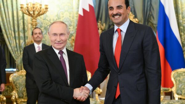 Cuộc gặp giữa Tổng thống Nga Vladimir Putin và Quốc vương Qatar Tamim bin Hamad Al Thani - Sputnik Việt Nam