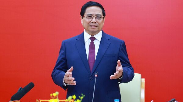 Thủ tướng Phạm Minh Chính làm việc với lãnh đạo Học viện Công nghệ Bưu chính Viễn thông. - Sputnik Việt Nam