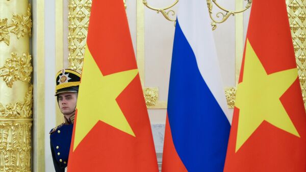 Trước khi bắt đầu cuộc đàm phán Nga-Việt với sự tham gia của Tổng thống Nga Vladimir Putin và Tổng Bí thư Đảng Cộng sản Việt Nam Tô Lâm. - Sputnik Việt Nam