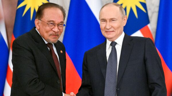 Cuộc gặp giữa Tổng thống Nga Vladimir Putin và Thủ tướng Malaysia Anwar Ibrahim - Sputnik Việt Nam