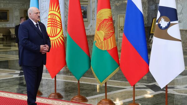 Tổng thống Belarus Alexandr Lukashenko trước cuộc họp của Hội đồng kinh tế Á-Âu tối cao tại Minsk - Sputnik Việt Nam