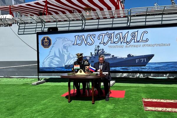 Lễ chính thức bàn giao khinh hạm tên lửa Tamal thuộc Dự án 11356 đã diễn ra tại xưởng đóng tàu Yantar ở Kaliningrad (Nga) Lễ chính thức bàn giao khinh hạm tên lửa Tamal thuộc Dự án 11356 đã diễn ra tại xưởng đóng tàu Yantar ở Kaliningrad (Nga) - Sputnik Việt Nam