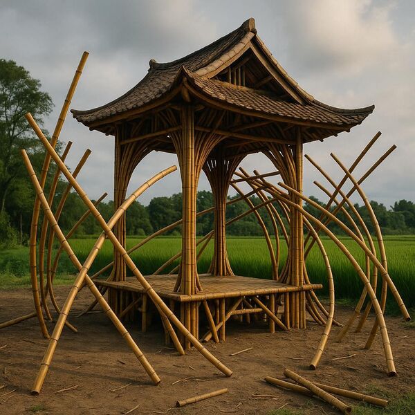 Các mái nhà làm từ tre tự lắp ráp (Self-Assembling Bamboo Pavilions) Công nghệ: Tre robot hóa với bộ nhớ hình dạng, dưới sự điều khiển của AI sẽ tự uốn mình dựng lên thành các công trình kiến trúc lấy cảm hứng từ những ngôi nhà thưởng trà cổ xưa của Việt Nam. Các mái nhà làm từ tre tự lắp ráp (Self-Assembling Bamboo Pavilions) Công nghệ: Tre robot hóa với bộ nhớ hình dạng, dưới sự điều khiển của AI sẽ tự uốn mình dựng lên thành các công trình kiến trúc lấy cảm hứng từ những ngôi nhà thưởng trà cổ xưa của Việt Nam. - Sputnik Việt Nam
