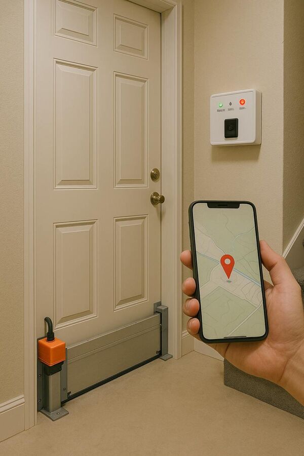 Cửa cống và van tự động trong nhà dânKhông gian nội thất nhà có hệ thống chống ngập: ở lối vào tầng hầm hoặc cửa chính là các van và cửa cống tự động nhỏ gọn, đóng lại khi mực nước dâng. Trên tường là bảng điều khiển với cảm biến và đèn báo động - Sputnik Việt Nam