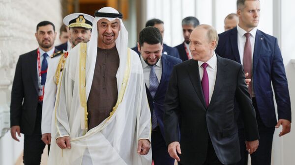Cuộc gặp giữa Tổng thống Nga Vladimir Putin và Tổng thống UAE Mohammed bin Zayed Al Nahyan - Sputnik Việt Nam