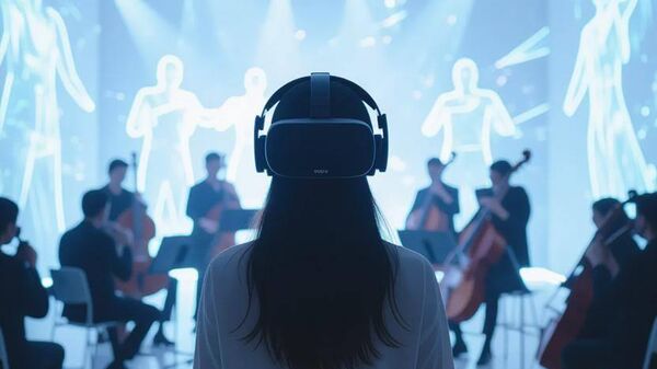 Khán giả với kính VR trong tương lai sẽ được đắm chìm trong bầu không khí nơi giai điệu truyền thống đan xen với nhịp điệu và âm thanh tương lai, tạo nên phong cách âm nhạc mới, độc đáo cho tương lai - Sputnik Việt Nam