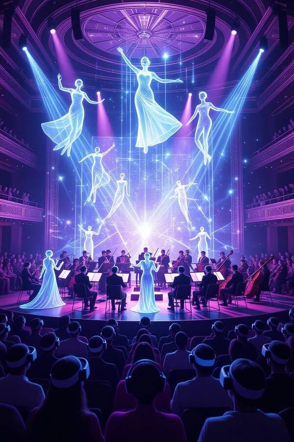 Buổi hòa nhạc ảo của tương lai: Cảnh các nhạc sĩ Việt Nam chơi nhạc cùng hình ảnh ba chiều do AI tạo ra - Sputnik Việt Nam