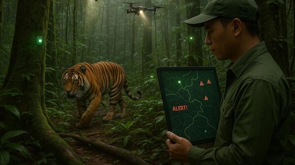 Hệ sinh thái rừng thông minh – Ý tưởng: xây dựng mạng lưới các cảm biến và thiết bị bay không người lái (drone) để giám sát tình trạng rừng và hành vi của hổ theo thời gian thực - Sputnik Việt Nam