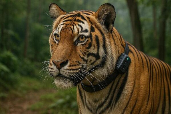 Cảm biến đeo trên người hổ: Ý tưởng – cho phép theo dõi tình trạng sức khỏe, chuyển động của hổ và thậm chí nghe được âm thanh xung quanh theo thời gian thực. Hệ thống sẽ cảnh báo về các mối đe dọa tiềm tàng – như cháy rừng, thợ săn trộm, dịch bệnh - Sputnik Việt Nam