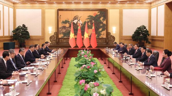 Chủ tịch nước Lương Cường hội đàm với Tổng Bí thư, Chủ tịch nước Trung Quốc Tập Cận Bình. - Sputnik Việt Nam