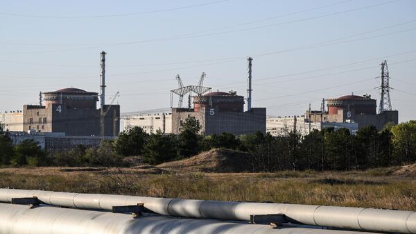 Quang cảnh các tổ máy phát điện của Nhà máy điện hạt nhân Zaporozhye ở Energodar - Sputnik Việt Nam