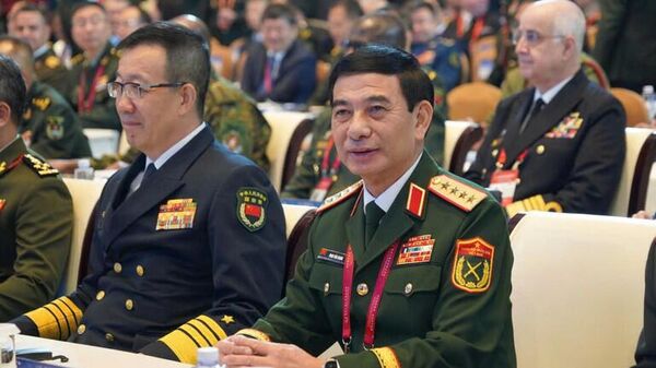 Đại tướng Phan Văn Giang, Ủy viên Bộ Chính trị, Phó bí thư Quân ủy Trung ương, Bộ trưởng Quốc phòng tại diễn đàn. - Sputnik Việt Nam