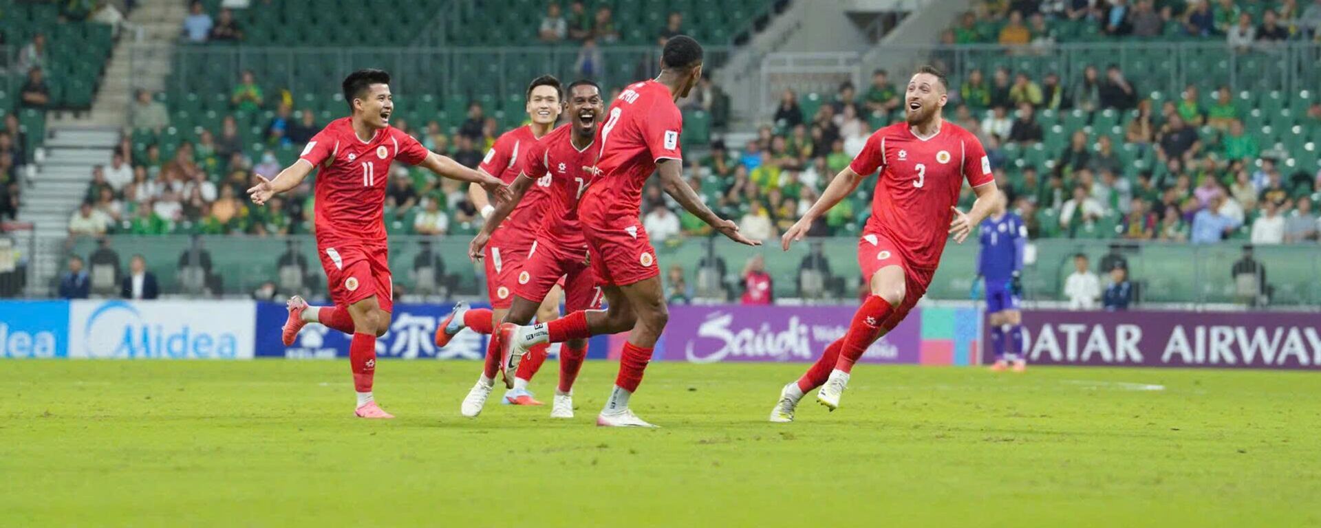 Câu lạc bộ Công an Hà Nội vui mừng sau khi ghi bàn thắng vào lưới câu lạc bộ Bắc Kinh Quốc An. (Ảnh: Câu lạc bộ công an Hà Nội) - Sputnik Việt Nam, 1920, 19.09.2025