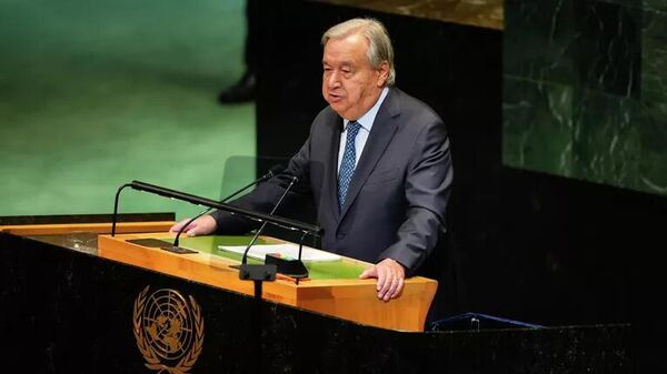 Tổng thư ký Liên hợp quốc António Guterres phát biểu tại kỳ họp thứ 80 của Đại hội đồng Liên hợp quốc - Sputnik Việt Nam