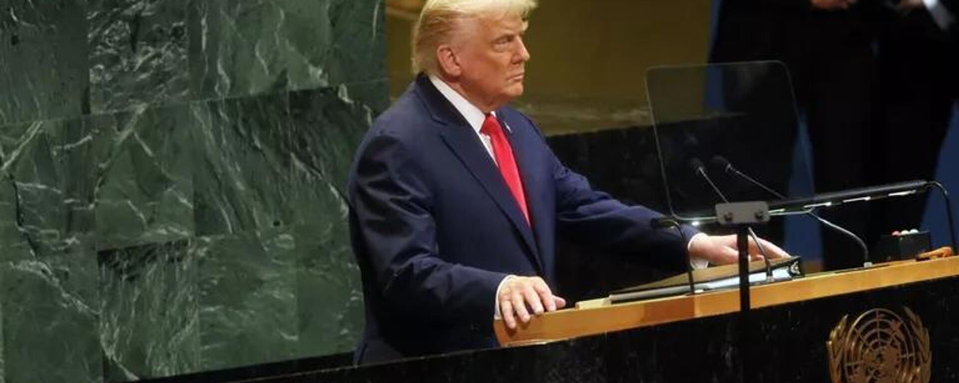 Tổng thống Hoa Kỳ Donald Trump phát biểu tại Đại hội đồng Liên Hợp Quốc - Sputnik Việt Nam, 1920, 23.09.2025