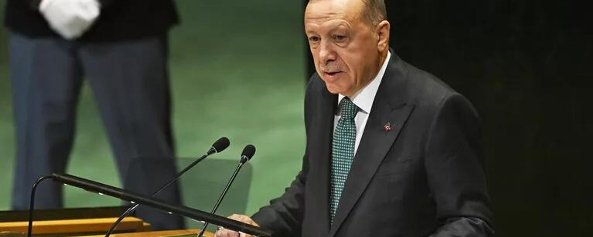 Tổng thống Thổ Nhĩ Kỳ Recep Tayyip Erdogan phát biểu tại Đại hội đồng Liên hợp quốc - Sputnik Việt Nam, 1920, 23.09.2025