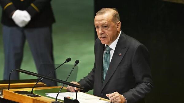 Tổng thống Thổ Nhĩ Kỳ Recep Tayyip Erdogan phát biểu tại Đại hội đồng Liên hợp quốc - Sputnik Việt Nam