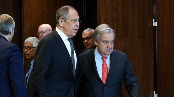 Bộ trưởng Ngoại giao Nga Lavrov và Tổng Thư ký Liên hợp quốc Guterres - Sputnik Việt Nam
