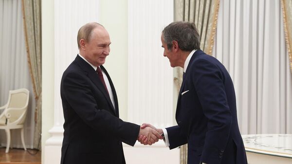 Tổng thống Nga Vladimir Putin và Tổng giám đốc IAEA Rafael Grossi - Sputnik Việt Nam