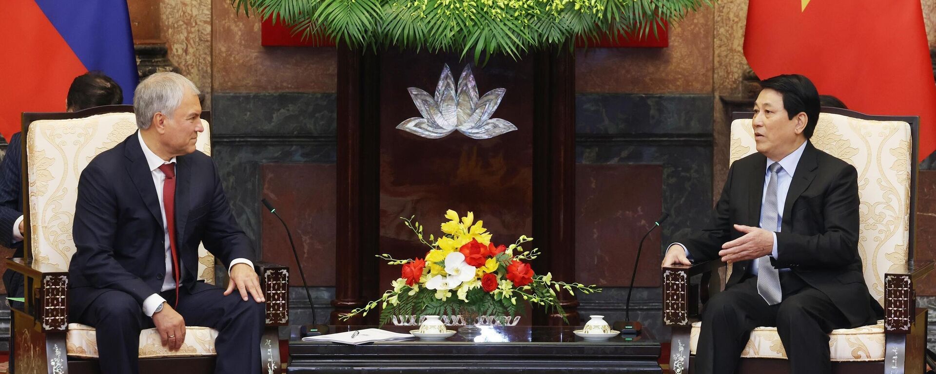Chủ tịch nước Lường Cường tiếp Chủ tịch Duma Quốc gia Nga Vyacheslav Volodin - Sputnik Việt Nam, 1920, 29.09.2025