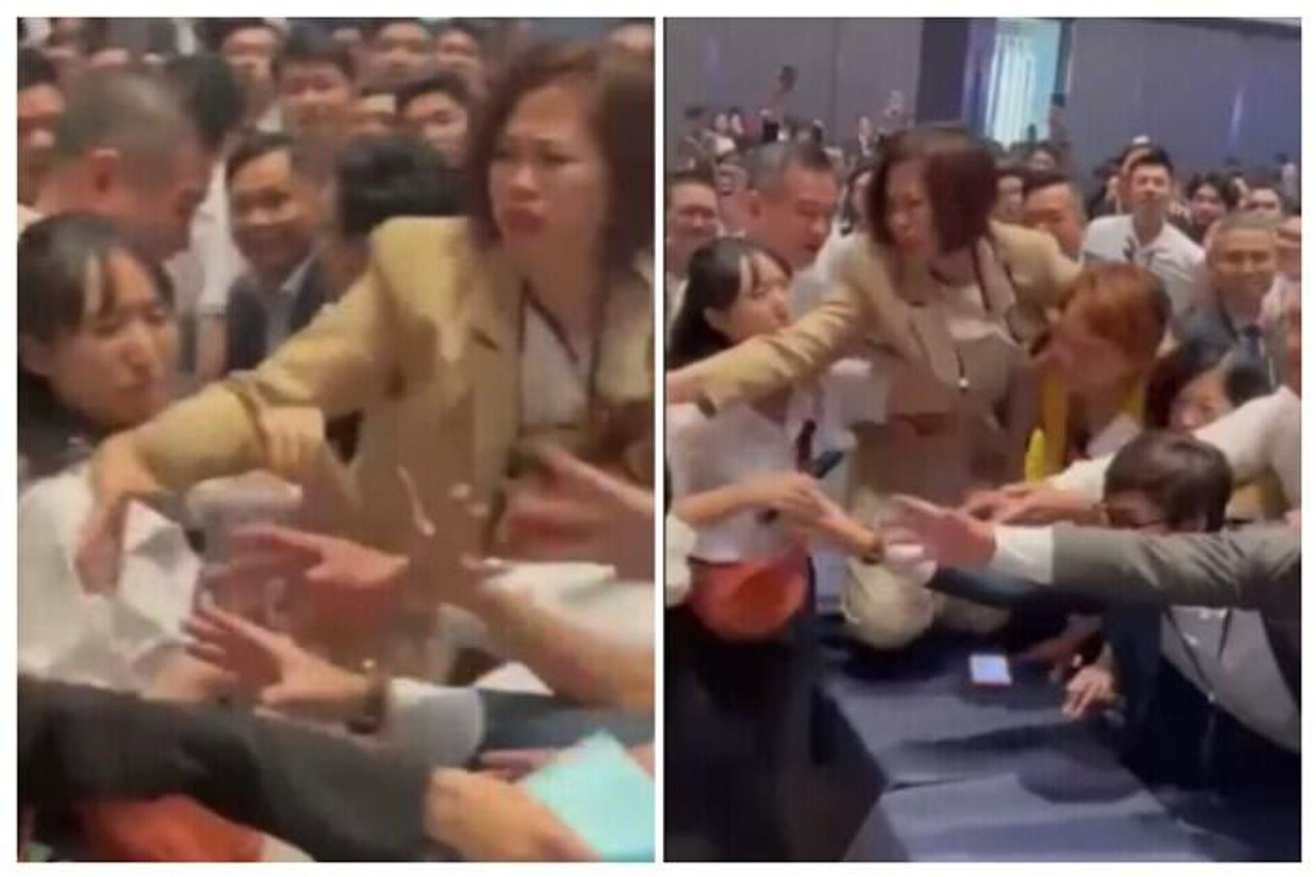 NMôi giới trèo lên bàn, giành phiếu mua căn hộ dự án Orchard Grand. (Ảnh chụp màn hình từ video được lan truyền trên mạng xã hội).
 - Sputnik Việt Nam, 1920, 29.09.2025