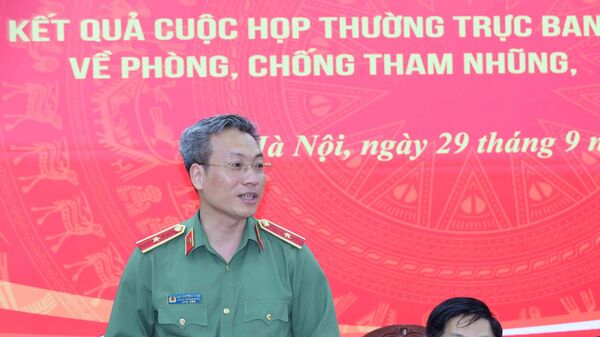 Thiếu tướng Nguyễn Quốc Toản, Chánh Văn phòng Bộ Công an phát biểu tại cuộc họp
 - Sputnik Việt Nam