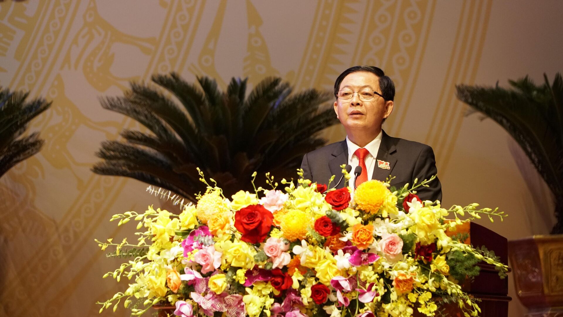 Đồng chí Hồ Quốc Dũng, Bí thư Tỉnh ủy Gia Lai nhiệm kỳ 2020 - 2025, phát biểu khai mạc Đại hội
 - Sputnik Việt Nam, 1920, 03.10.2025