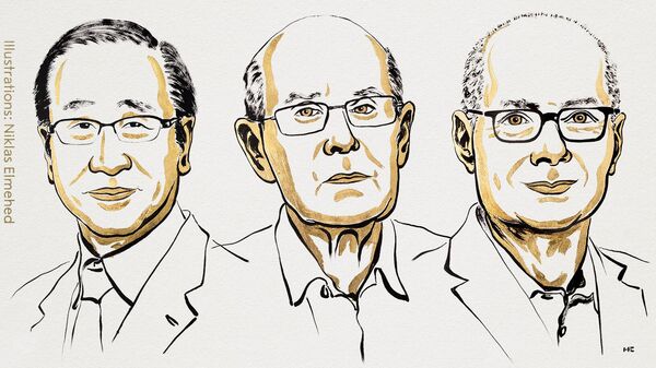 Các nhà khoa học Susumu Kitagawa, Richard Robson và Omar Yaghi - Sputnik Việt Nam