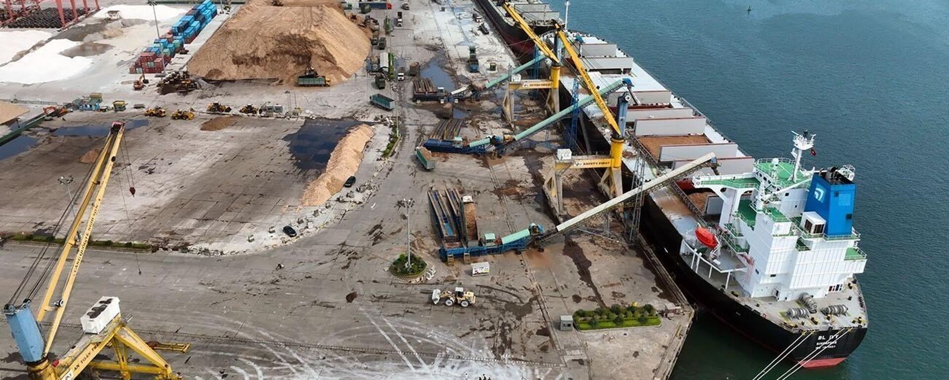 Hoạt động bốc xếp hàng xuất khẩu ở cảng quốc tế Nghi Sơn, phường Nghi Sơn, tỉnh Thanh Hóa - Sputnik Việt Nam, 1920, 09.10.2025