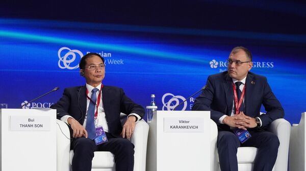 Phó Thủ tướng nước Cộng hòa xã hội chủ nghĩa Việt Nam Bùi Thanh Sơn tại diễn đàn quốc tế “Tuần lễ năng lượng Nga” ở Mátxcơva - Sputnik Việt Nam