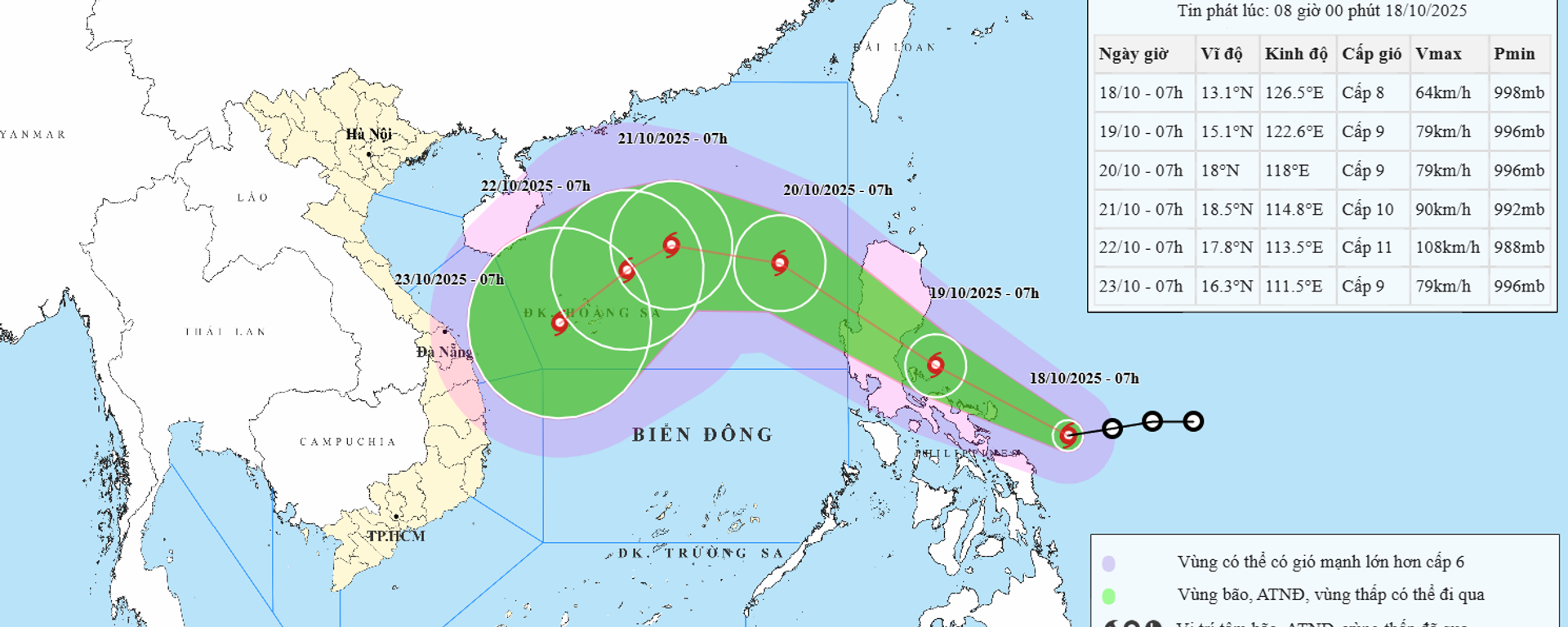 Vị trí và đường đi của bão - Sputnik Việt Nam, 1920, 18.10.2025