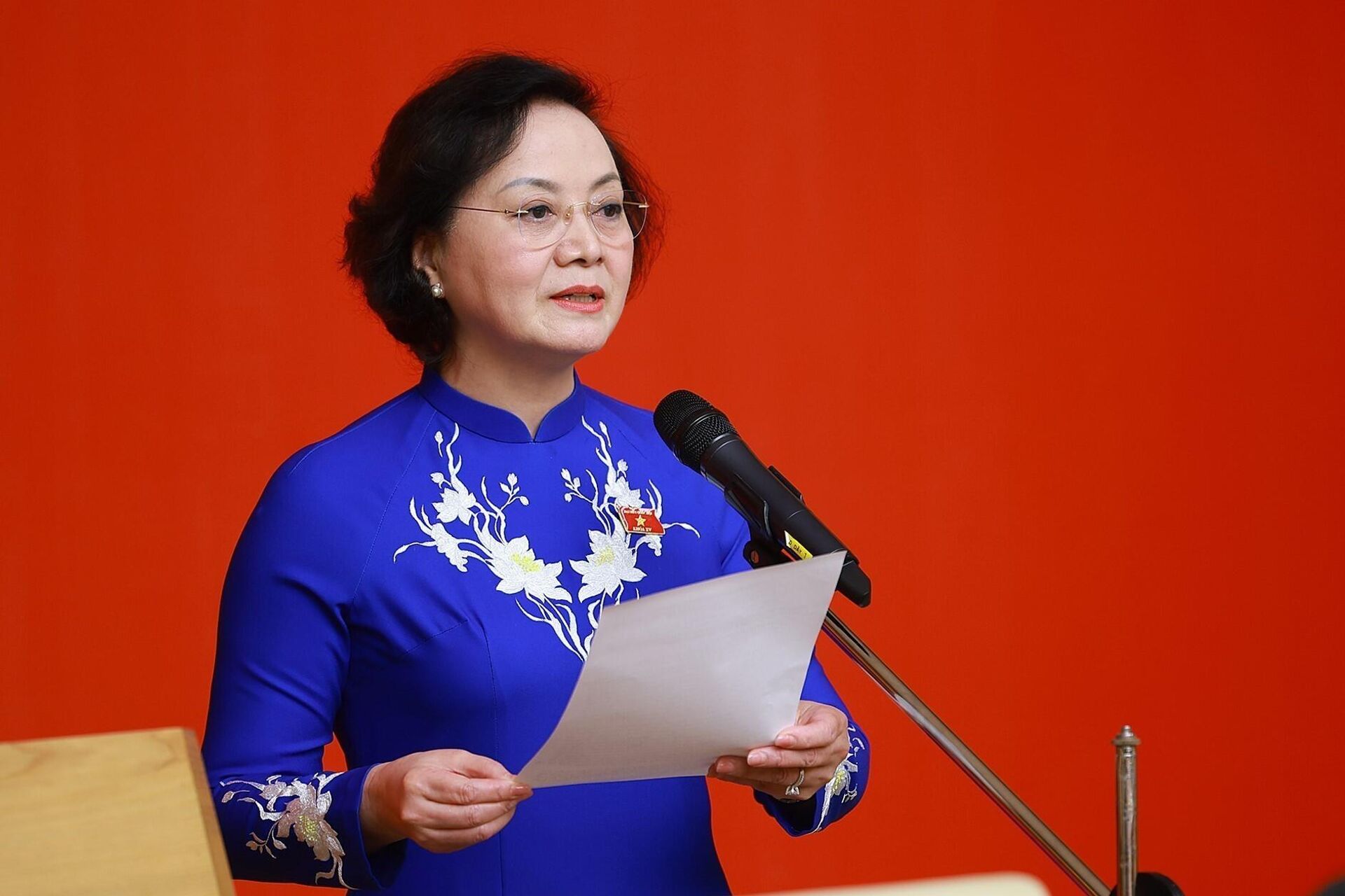 Đồng chí Phạm Thị Thanh Trà, Phó Thủ tướng Chính phủ thay mặt các đồng chí được bổ nhiệm, phát biểu nhận nhiệm vụ - Sputnik Việt Nam, 1920, 25.10.2025